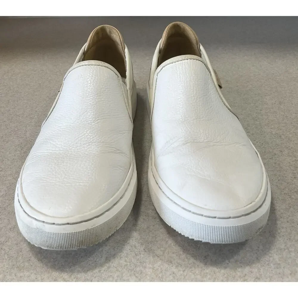 UGG Woman's Size 10 Alameda 1130779 White Cream Low Top Slip On Leather Sneaker